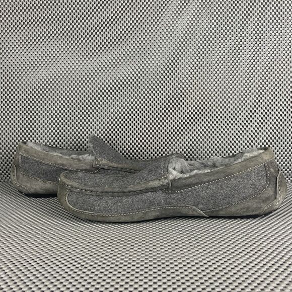 Ugg Ascot Moccasins Slippers Loafers Mens Size 10 Gray Leather Shearling Slip On main image 14